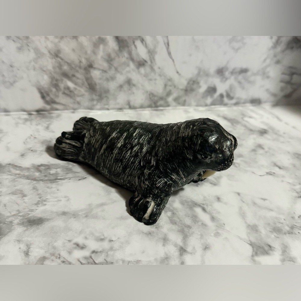 A Wolf Original Soapstone
Walrus Hand Carved Sculpture...